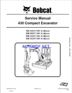Bobcat 430 Excavator Service Manual (6902318) (SN 562711001-562799999)