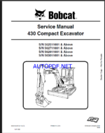 Bobcat 430 Excavator Service Manual (6902318) (SN 562911001-562999999)