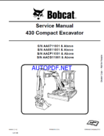 Bobcat 430 Excavator Service Manual (6986955) (SN AA8811001-AA8899999)