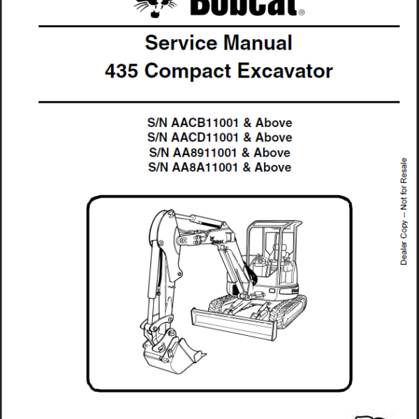 Bobcat 435 Excavator Service Manual (6986749) (SN AACD11001-AACD99999)