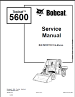 Bobcat 5600 Toolcat™ Utility Work Machine Service Manual (6901892) (SN 520511001-520599999)