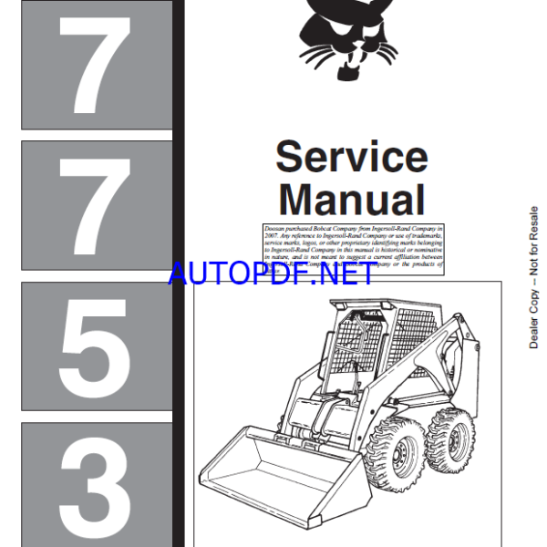 Bobcat 7753 Loader Service Manual (6720899) (SN 509630001-509634999)