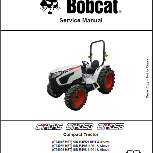 Bobcat CT4050 Compact Tractor Service Manual (7400445) (SN B4VS11001-B4VS99999)