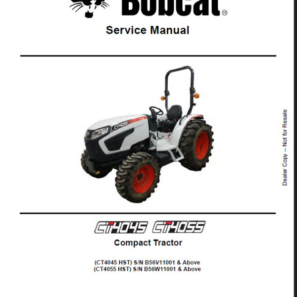 Bobcat CT4045 Compact Tractor Service Manual (7412981) (SN B56V11001-B56V99999)