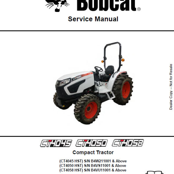 Bobcat CT4045 Compact Tractor Service Manual (7400445) (SN B4W211001-B4W299999)