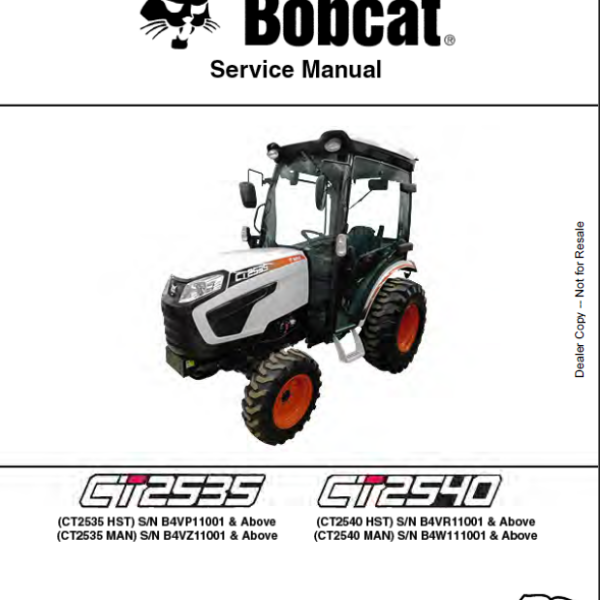 Bobcat CT2540 Compact Tractor Service Manual (7392929) (SN B4W111001-B4W199999)