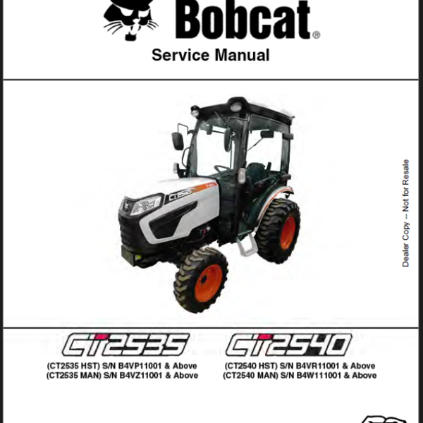 Bobcat CT2540 Compact Tractor Service Manual (7392929) (SN B4VR11001-B4VR99999)