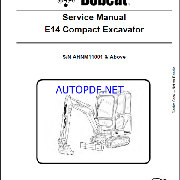 Bobcat E14 Excavator Service Manual (6989421) (SN AHNM11001-AHNM99999)