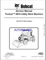 Bobcat 5610 Toolcat™ Utility Work Machine Service Manual (6986804) (SN A7Y711001-A7Y799999)