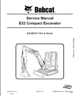 Bobcat E32 Excavator Service Manual (6990708) (SN B2VV11001-B2VV99999)
