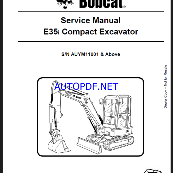 Bobcat E35i Excavator Service Manual (6990761) (SN AUYM11000-AUYM99999)