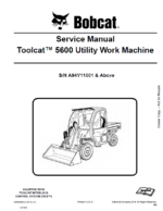 Bobcat 5600 Toolcat™ Utility Work Machine Service Manual (6990050) (SN A94Y11001-A94Y99999)