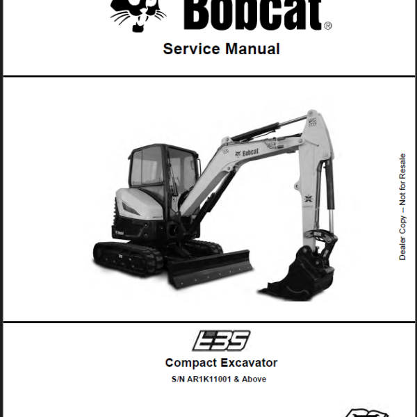 Bobcat E35 Excavator Service Manual (6990712) (SN AR1K11001-AR1K99999)