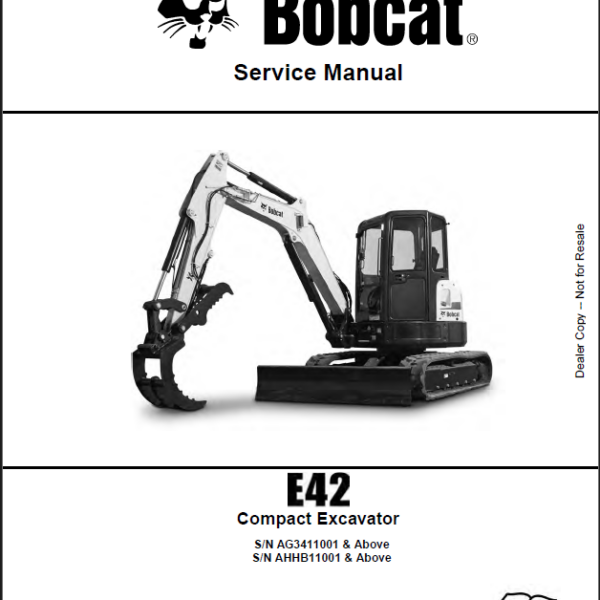 Bobcat E42 Excavator Service Manual (6989433) (SN AHHB11001-AHHB99999)