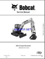 Bobcat E60 Excavator Service Manual (7407587) (SN B4GR11001-B4GR99999)