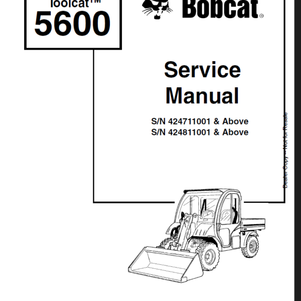Bobcat 5600 Toolcat™ Utility Work Machine Service Manual (6902819) (SN 424711001-424799999)