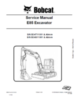 Bobcat E85 Excavator Service Manual (6990617) (SN B34T11001-B34T99999)