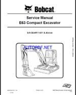 Bobcat E63 Excavator Service Manual (6990613) (SN B34R11001-B34R99999)