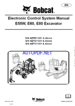 Bobcat E80 Excavator Service Manual (6987371) (SN AET311001-AET399999)