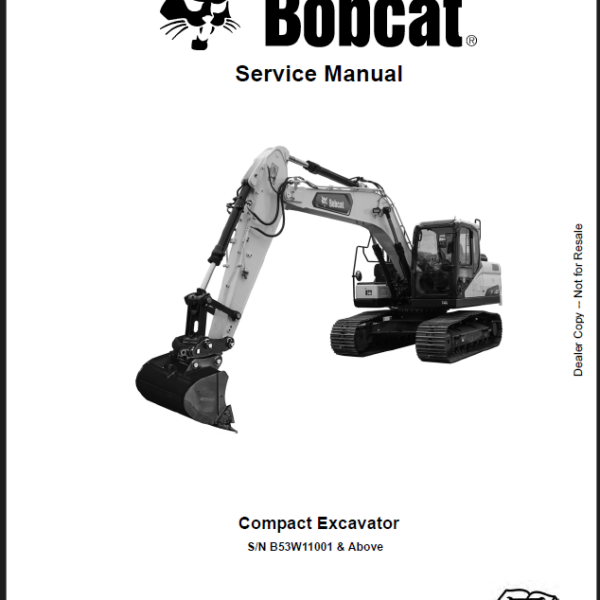 Bobcat E165 Excavator Service Manual (7407615) (SN B53W11001-B53W99999)