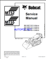 Bobcat MT52 Loader Mini Track Service Manual (6903372) (SN 528811001-528899999)