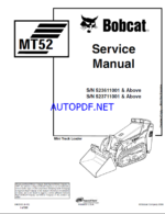 Bobcat MT52 Loader Mini Track Service Manual (6902525) (SN 523611001-523699999)