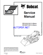 Bobcat MT52 Loader Mini Track Service Manual (6902525) (SN 523711001-523799999)