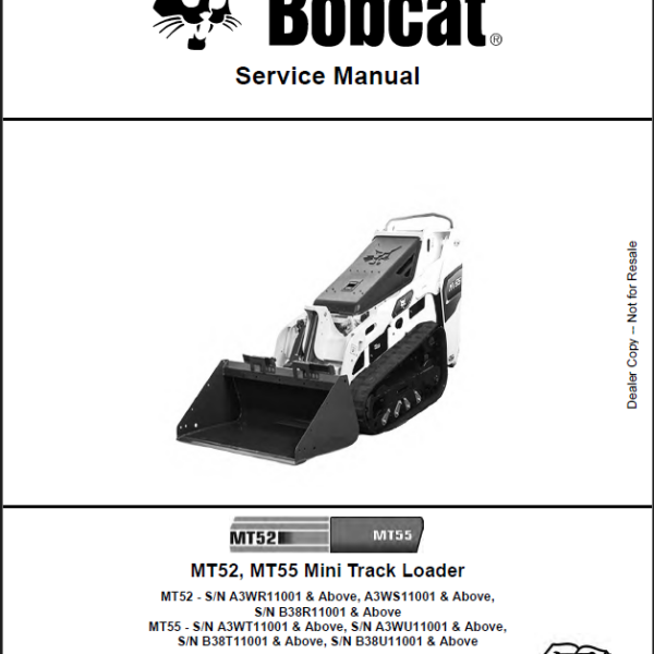 Bobcat MT55 Loader Mini Track Service Manual (6986859) (SN A3WT11001-A3WT99999)