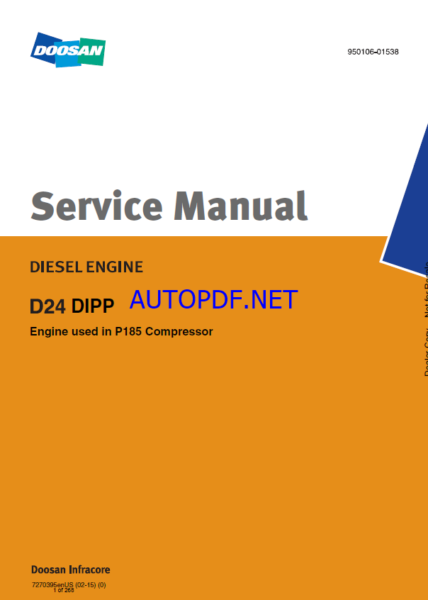 Bobcat P185 Compressor Compaction, Portable Power, Light Construction Service Manual (7270395) (NO SN)