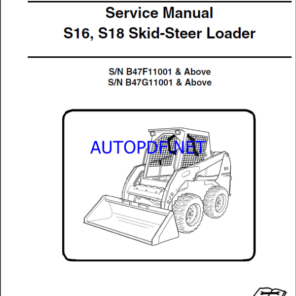 Bobcat S18 Loader Service Manual (7312959) (SN B47G11001-B47G99999)