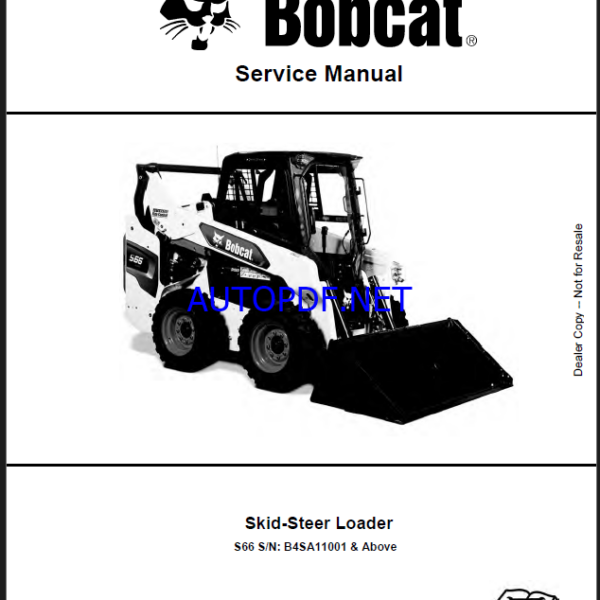 Bobcat S66 Loader Service Manual (7353044) (SN B4SA11001-B4SA99999)