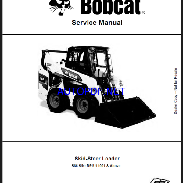Bobcat S66 Loader Service Manual (7400113) (SN B51U11001-B51U99999)
