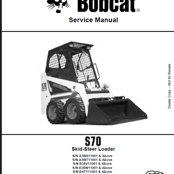 Bobcat S70 Loader Service Manual (6986662) (SN B4TY11001-B4TY99999)