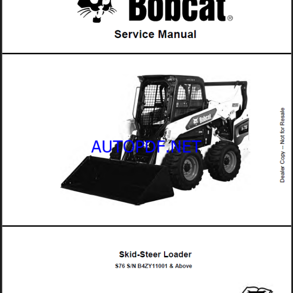 Bobcat S76 Loader Service Manual (7399012) (SN B4ZY11001-B4ZY99999)