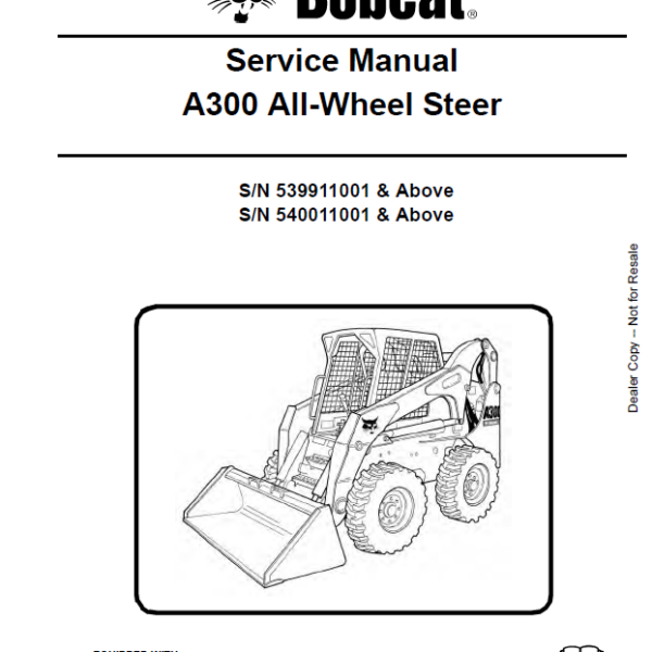 Bobcat A300 Loader Service Manual (6904172) (SN 540011001-540099999)