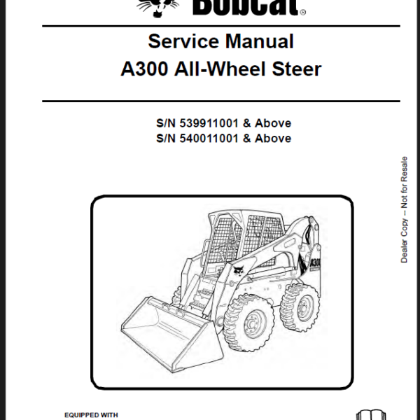 Bobcat A300 Loader Service Manual (6904172) (SN 540011001-540099999)