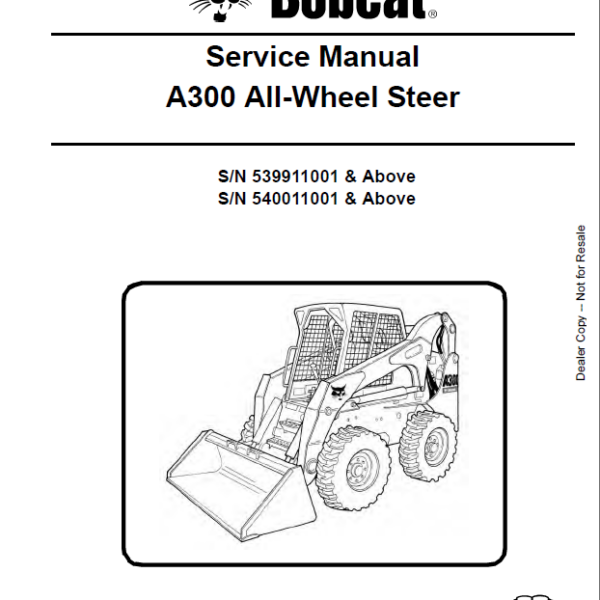Bobcat A300 Loader Service Manual (6904172) (SN 539911001-539999999)