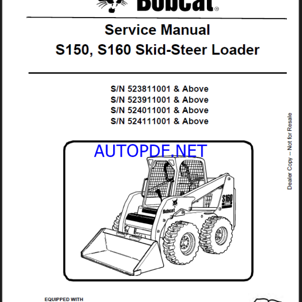 Bobcat S150 Loader Service Manual (6902498) (SN 523911001-523999999)