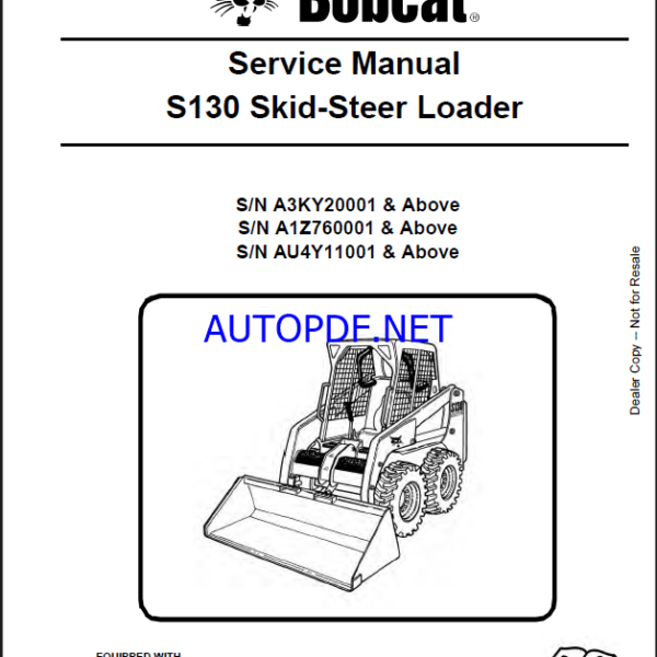 Bobcat S130 Loader Service Manual (6987032) (SN A1Z760001-A1Z799999)