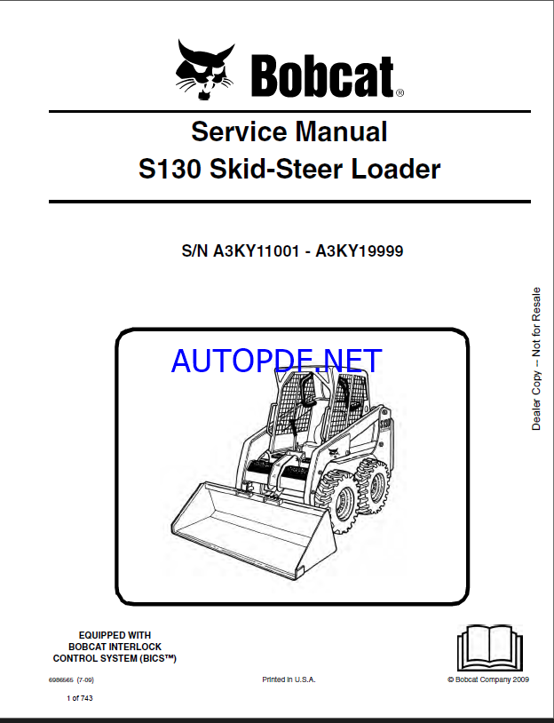 Bobcat S130 Loader Service Manual (6986565) (SN A3KY11001-A3KY19999)