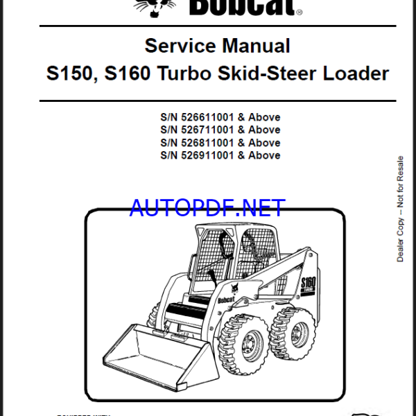 Bobcat S160 Loader Service Manual (6902730) (SN 526611001-526699999)