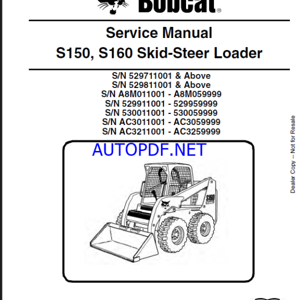 Bobcat S150 Loader Service Manual (6904126) (SN AC3011001-AC3059999)