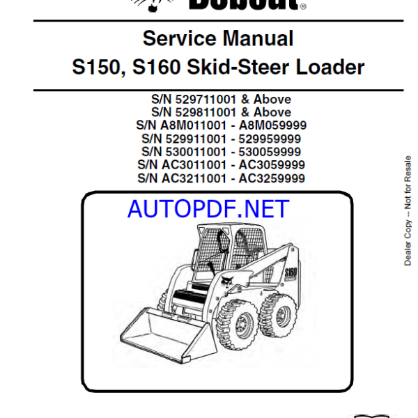 Bobcat S160 Loader Service Manual (6904126) (SN 530011001-530059999)