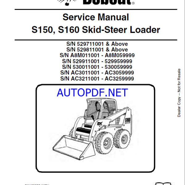 Bobcat S160 Loader Service Manual (6904126) (SN AC3211001-AC3259999)