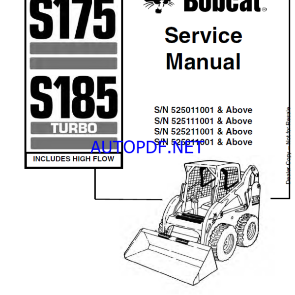 Bobcat S175 Loader Service Manual (6902732) (SN 525211001-525299999)