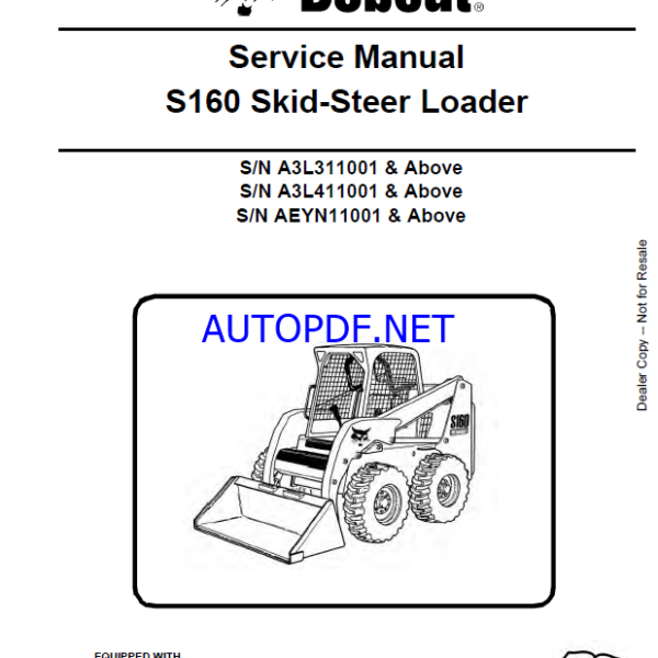 Bobcat S160 Loader Service Manual (6987048) (SN A3L311001-A3L399999)