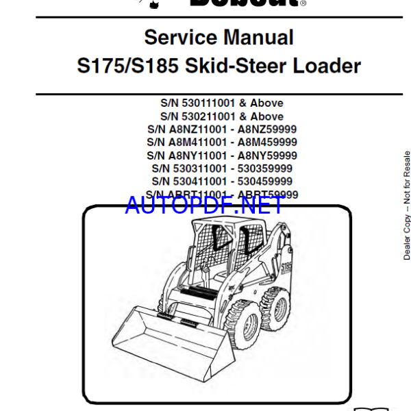 Bobcat S175 Loader Service Manual (6904132) (SN 530111001-530199999)