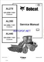 Bobcat AL440 Loader Articulated Service Manual (4950152) (SN ADBK11001-ADBK99999)