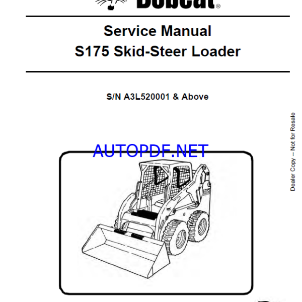 Bobcat S175 Loader Service Manual (6987035) (SN A3L520001-A3L599999)