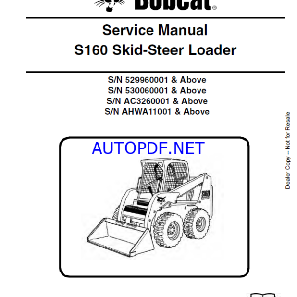 Bobcat S160 Loader Service Manual (6987034) (SN AC3260001-AC3299999)